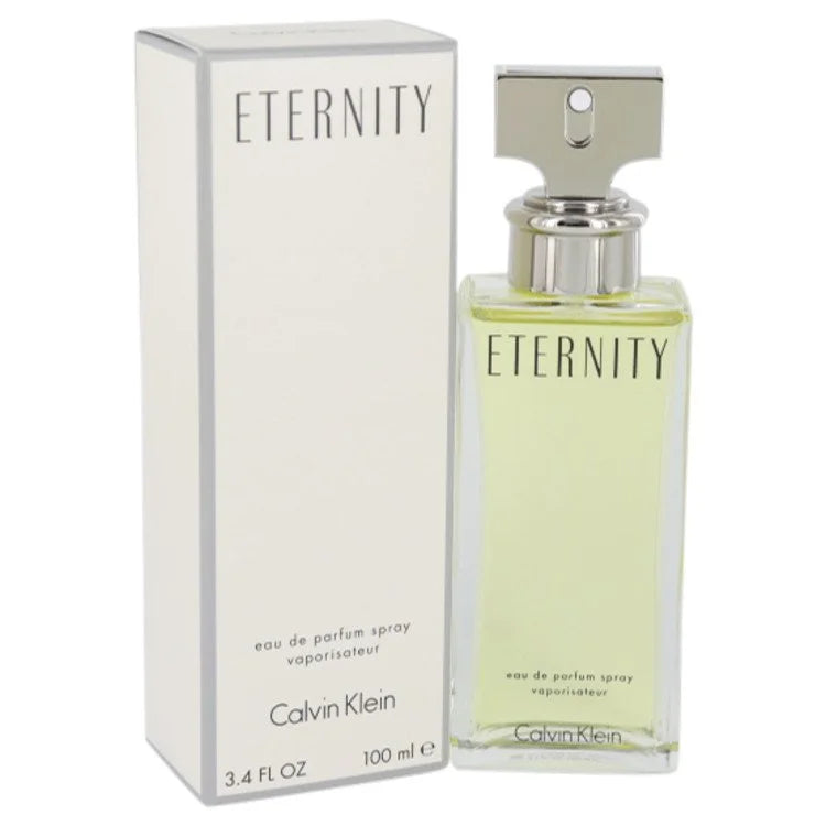 Calvin klein eternity perfume for women 3.4 oz front side with packaging